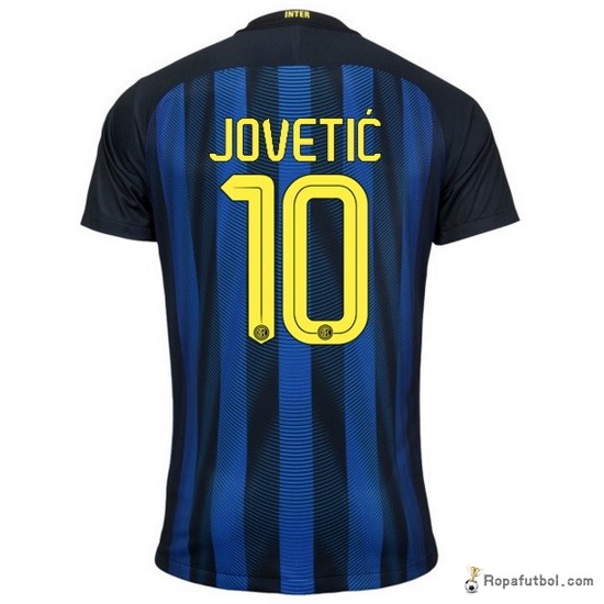 Camiseta Inter de Milán Replica Primera Ropa Jovetic 2016/17 Marino Azul